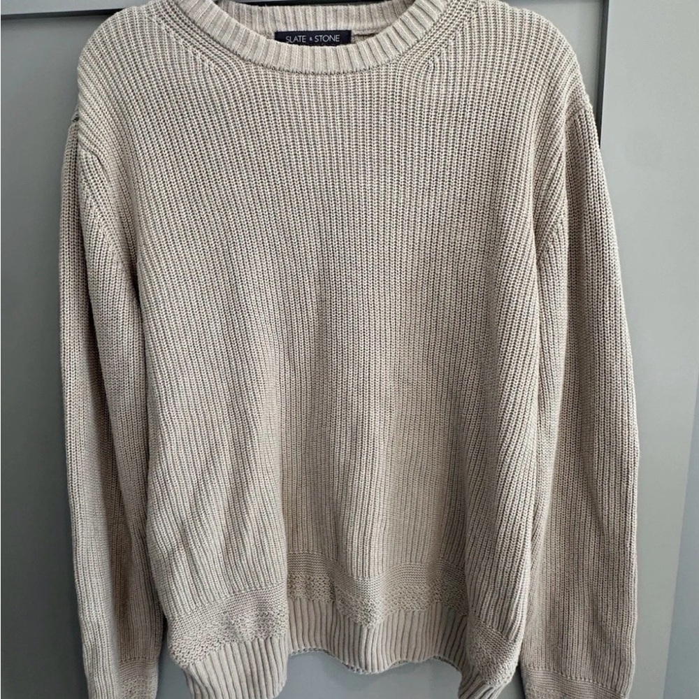 Slate & Stone Men's Crewneck Sweater in Beige